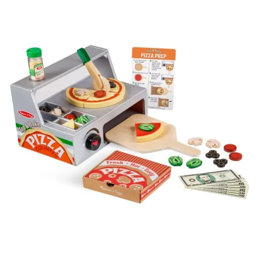 Melissa & Doug Top & Bake Pizza Counter - Wooden Play Food -Toy Series LCI9465 2