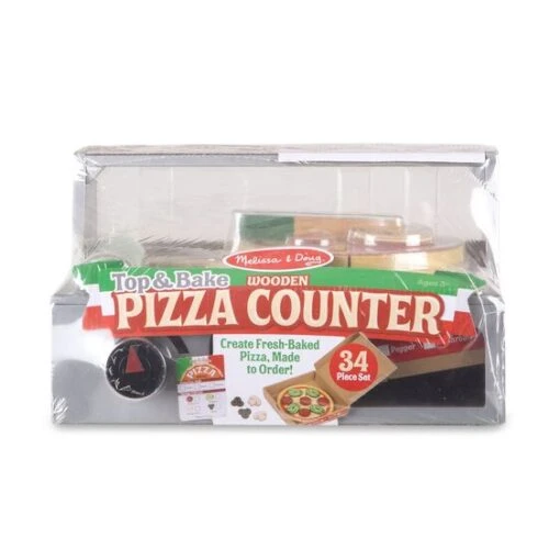 Melissa & Doug Top & Bake Pizza Counter - Wooden Play Food -Toy Series LCI9465