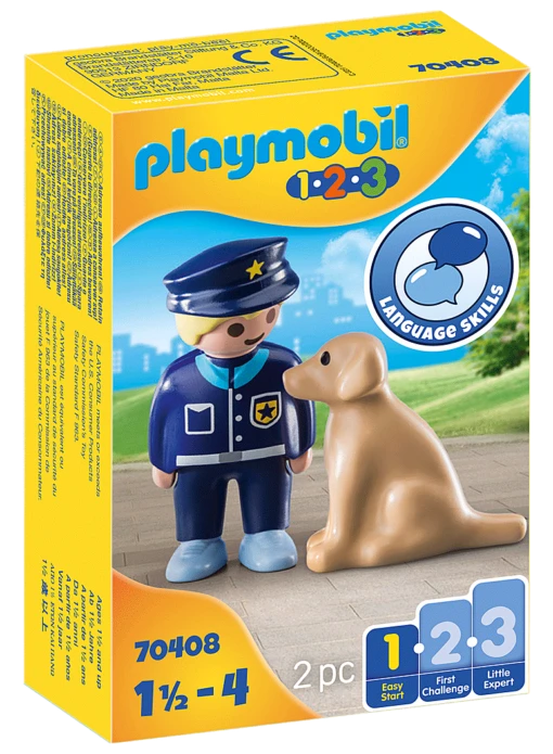 Playmobil 1 2 3 Police Officer With Dog -Toy Series PM70408